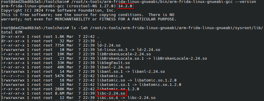 Newly created toolchain.