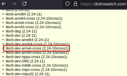 Debian's _stretch_ libc6-armel-cross package version from distrowatch.