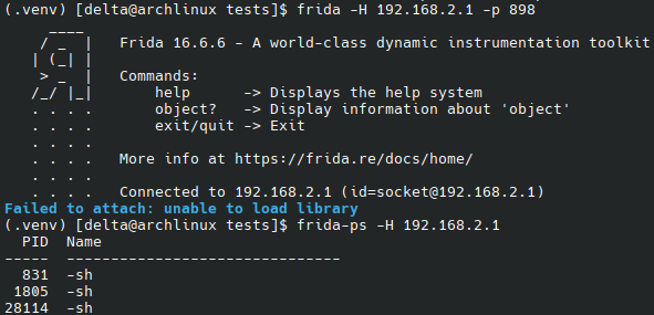 Frida attach error.